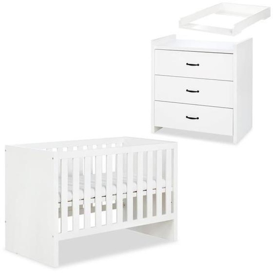 AMELIA Ensemble bébé commode à langer et lit évolutif 120X60 Blanc