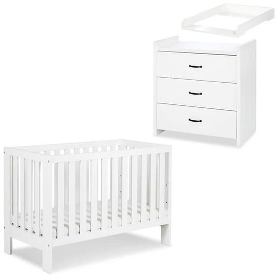 AMELIA II Ensemble bébé commode à langer et lit évolutif 120x60 Blanc Sans tiroir