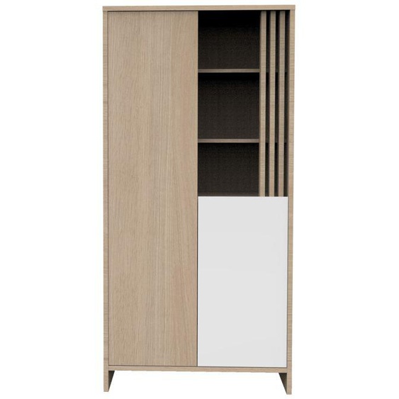 Armoire 2 portes et 1 niche avec claustra en bois décor chêne Suave