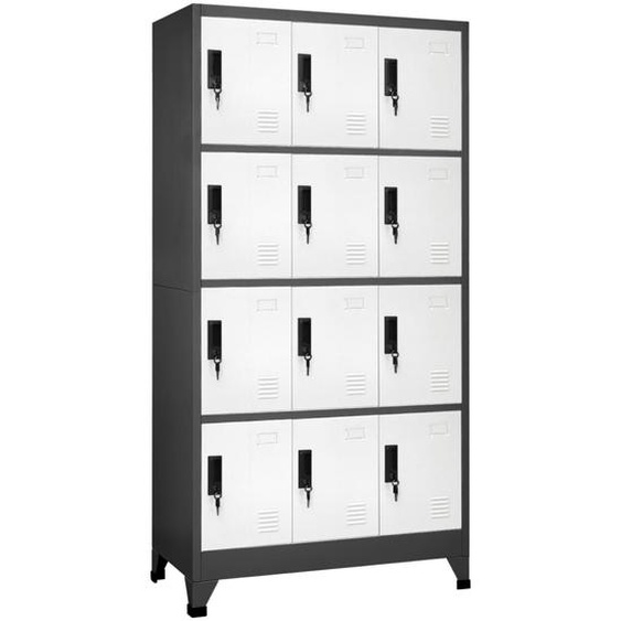 Armoire à casiers Anthracite et blanc 90x45x180 cm Acier