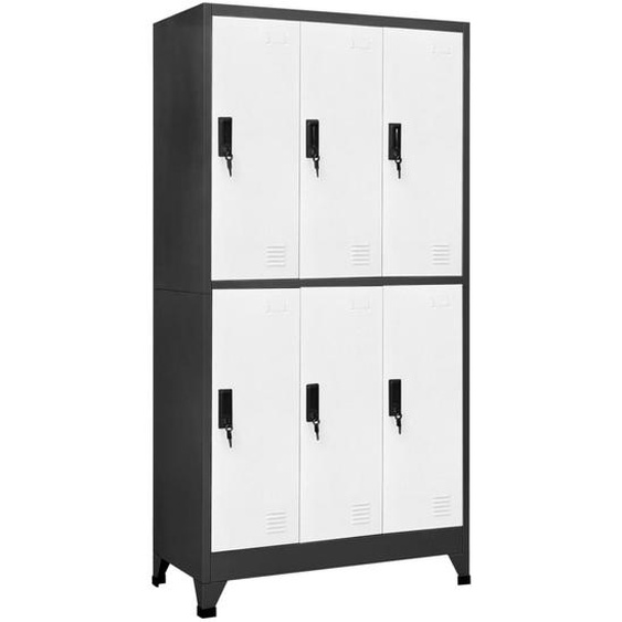 Armoire à casiers Anthracite et blanc 90x45x180 cm Acier