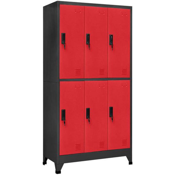 Armoire à casiers Anthracite et rouge 90x45x180 cm Acier