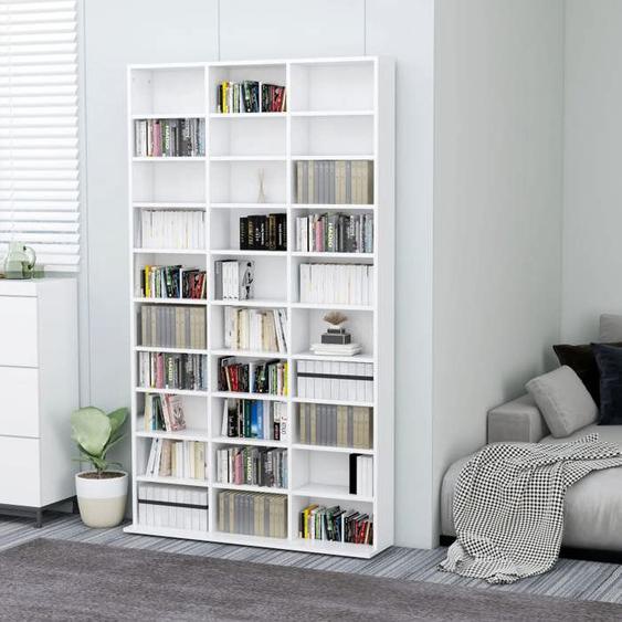 Armoire à CD VIDAXL Blanc 102x16x177,5 cm en Bois dingénierie avec 30 compartiments ouverts