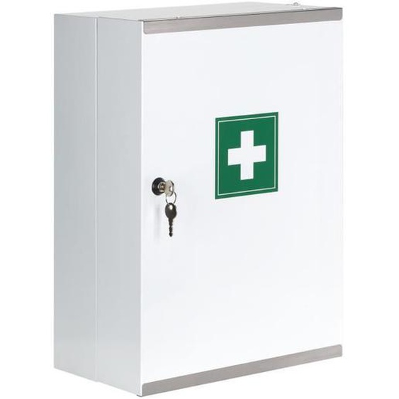 Armoire à pharmacie porte double - Blanc - Métal