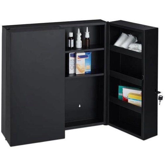 Relaxdays Armoire à pharmacie XXL, verrouillable, 11 niveaux, acier, HLP: 53,5x53x19 cm, armoire 2 portes, anthracite