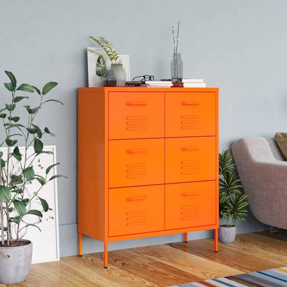 Armoire à tiroirs Orange 80x35x101,5 cm Acier