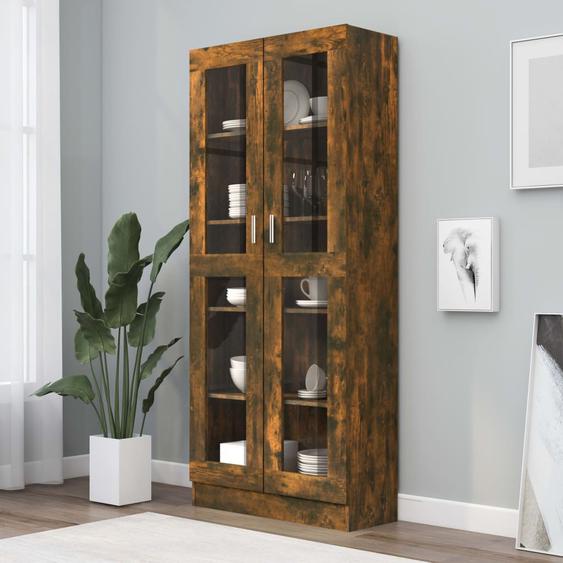 Armoire à vitrine Chêne fumé 82,5x30,5x185,5 cm Bois ingénierie