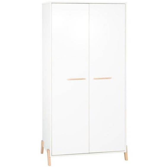 Armoire bébé Joy Naturel - Blanche - Sur pieds en bois naturel - 2 portes - Babyprice