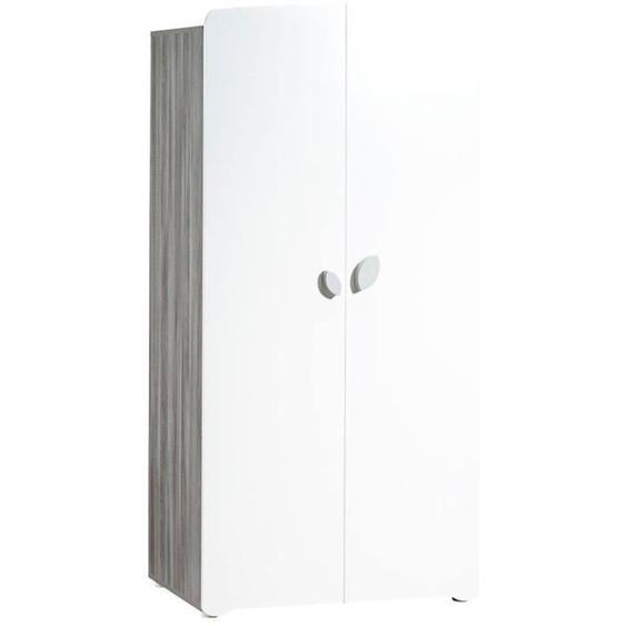 Armoire Bébé Leaf - Mdf - Blanc - 2 Portes - 86 X 175 X 56 Cm - Baby Price Gris