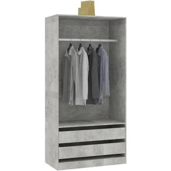 Armoire Béton Gris 100x50x200 cm Bois dingénierie