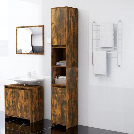 Armoire de bain Chêne fumé 30x30x183,5 cm Bois dingénierie