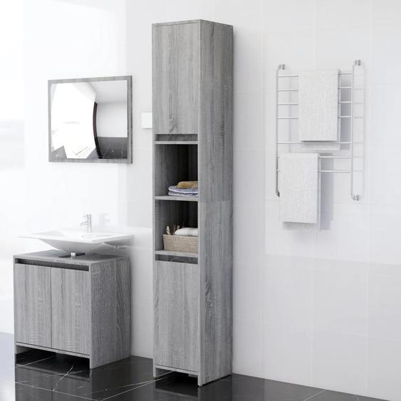 Armoire de bain Sonoma gris 30x30x183,5 cm Bois dingénierie