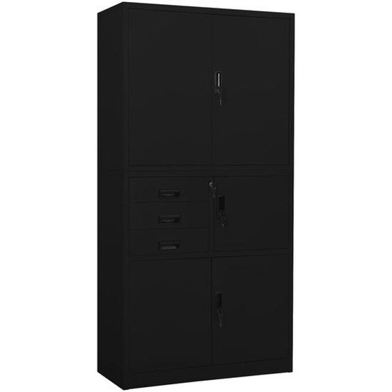 Armoire de bureau Noir 90x40x180 cm Acier