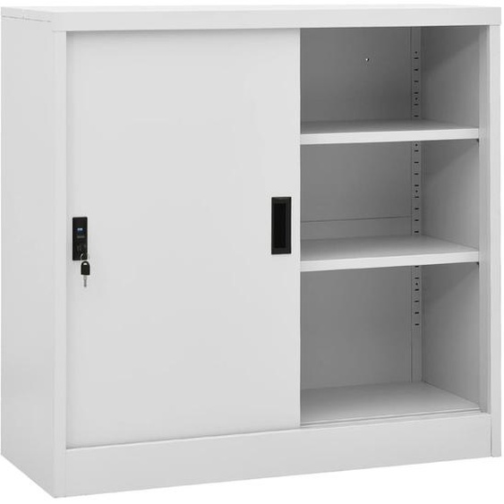 Armoire de bureau porte coulissante Gris clair 90x40x90cm Acier