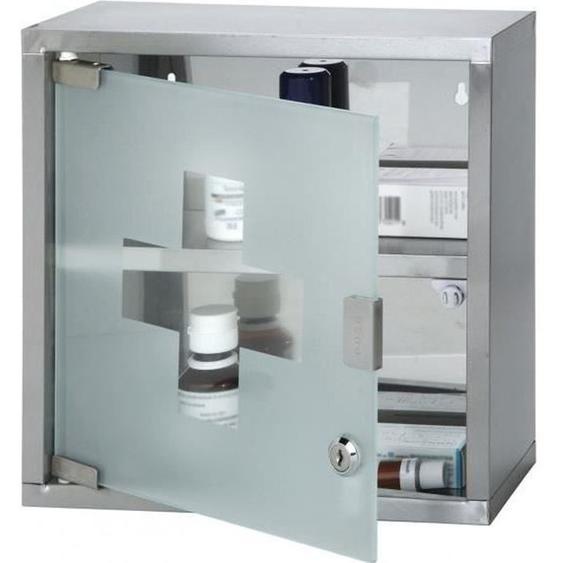 Armoire de médicaments en acier inoxydable avec porte en verre 30X12X30CM