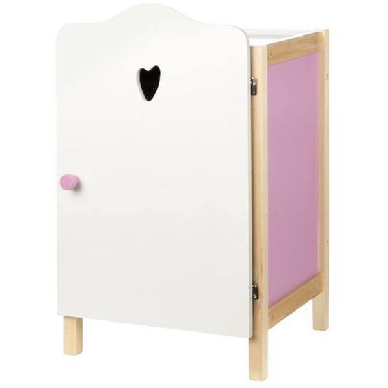 Armoire De Poupée Scarlett - Roba - Rangement Pour Vêtements Et Accessoires De Poupées - Bois Blanc / Rose Blanc