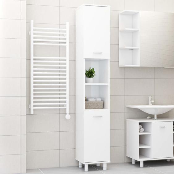 Armoire de salle de bain Blanc brillant Bois dingénierie