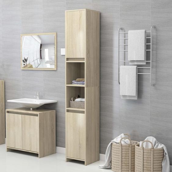 Armoire de salle de bain Chêne sonoma Bois dingénierie