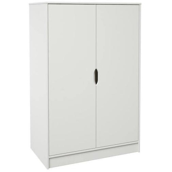 Armoire Deux Portes Imitation Bois Hauteur 138cm Arthur Blanc