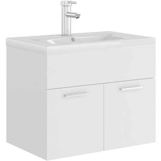 Armoire Dévier Avec Lavabo Intégré Blanc Aggloméré - Vidaxl