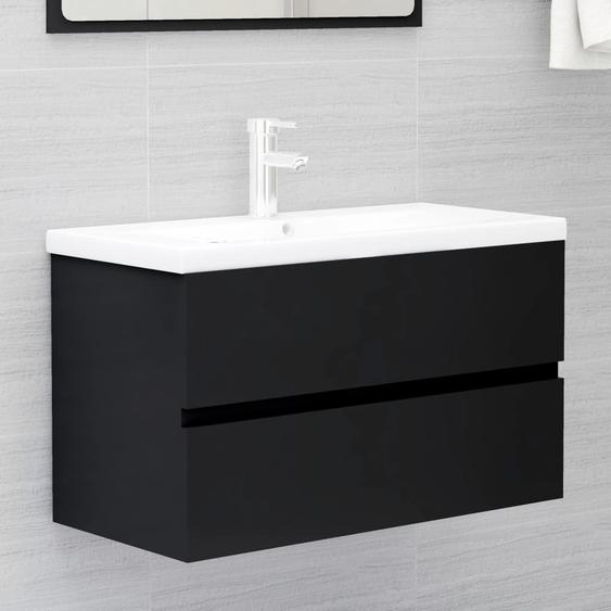 Armoire dévier avec lavabo intégré Noir Aggloméré