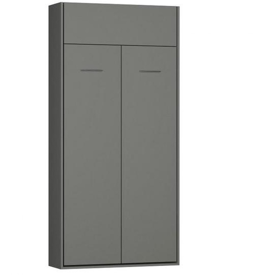 Armoire lit escamotable DYNAMO gris mat ouverture assistée couchage 90*200 cm