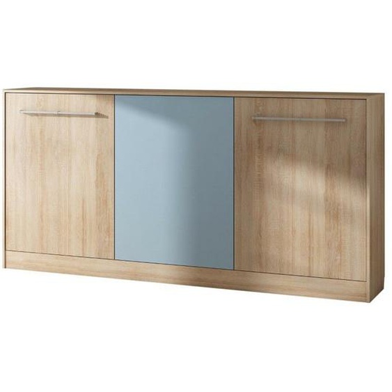 Armoire Lit Escamotable Horizontal 90x200 Cm Sonoma Bleu Lit Rabattable Lit Mural Roddy