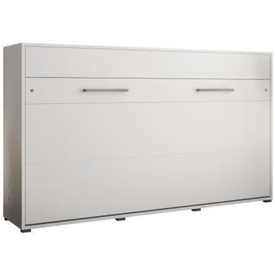 Armoire lit escamotable Horizontal ALABAMA 120 avec Coffre - Style Contemporain - Blanc Mat (sans Matelas)