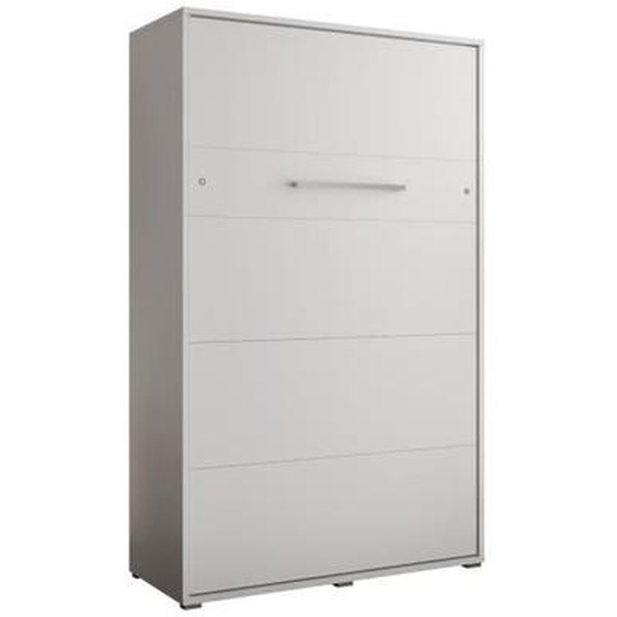 Armoire lit escamotable Vertical ALABAMA 120 avec Coffre - Style Contemporain - Blanc Mat (sans Matelas)