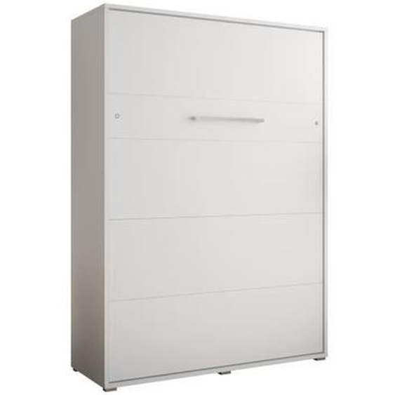 Armoire lit escamotable Vertical ALABAMA 140 avec Coffre - Style Contemporain - Blanc Mat (sans Matelas)