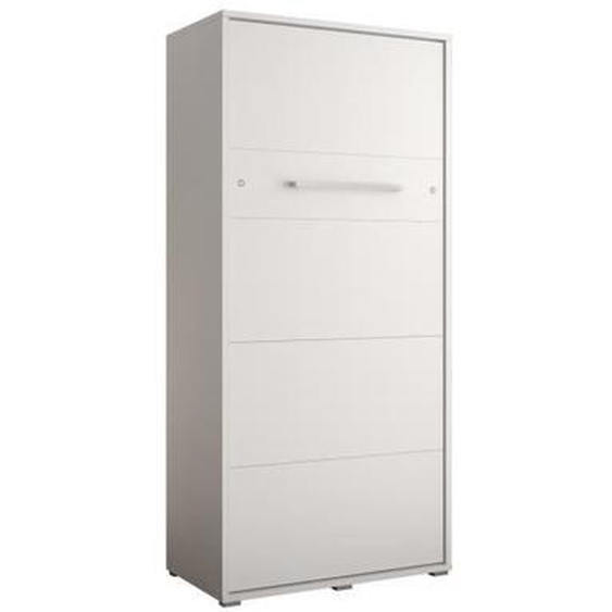 Armoire lit escamotable Vertical ALABAMA 90 avec Coffre - Style Contemporain - Blanc Mat (sans Matelas)