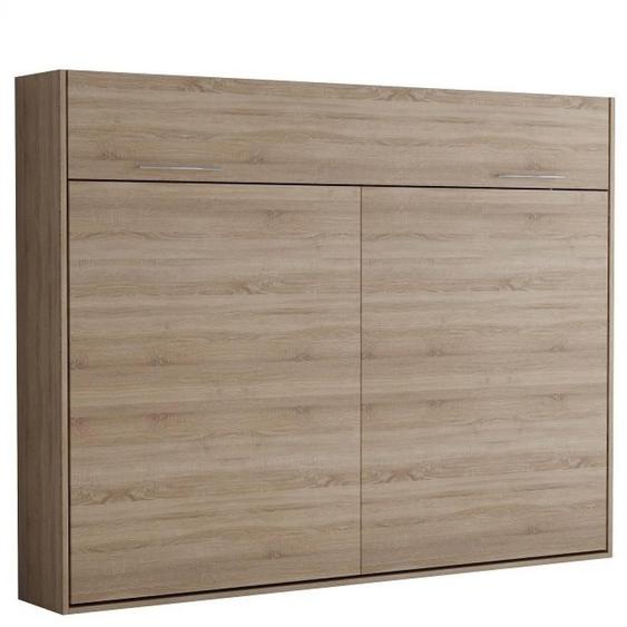 Armoire Lit Escamotable Vertigo Chêne Naturel Couchage 160*200 Cm