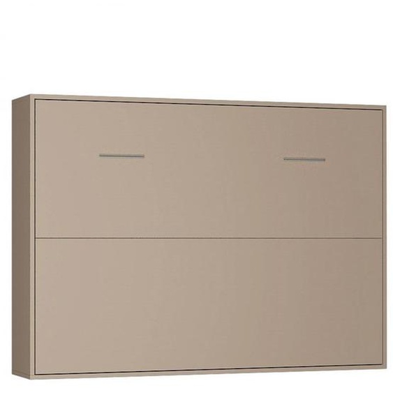 Armoire lit horizontale escamotable STRADA-V2 taupe mat couchage 160*200 cm.