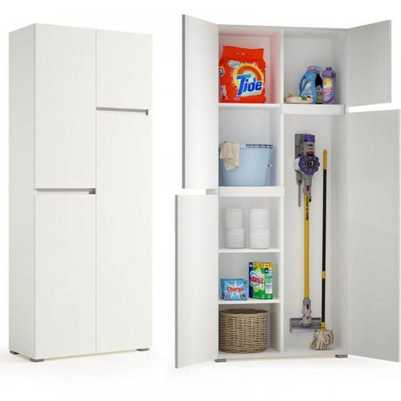 Armoire multifonctionnel   LOKO blanc 4 portes 4 étagères