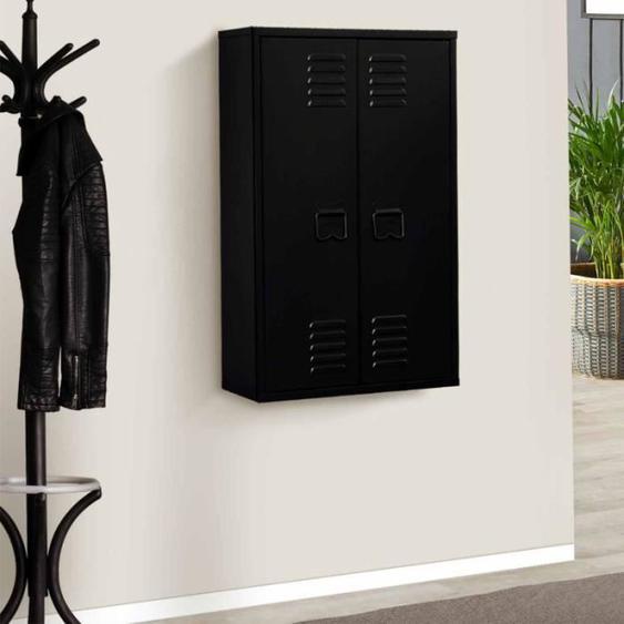 Armoire murale métal noir design industriel - IDMARKET - ESTER - 2 étagères pratiques