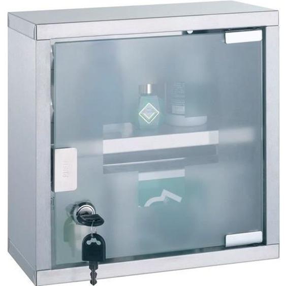 Armoire Pharmacie - MSV - Acier & Inox verre - Porte à clé - Gris