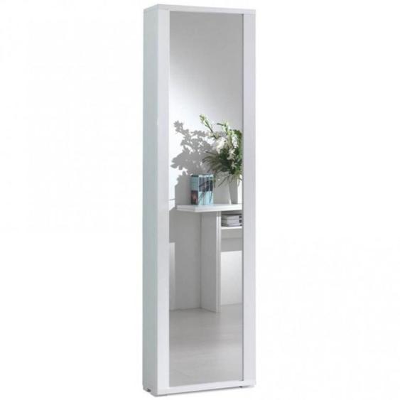 Armoire polyvalente MILEZZI blanc 1 porte miroir 7 étagères