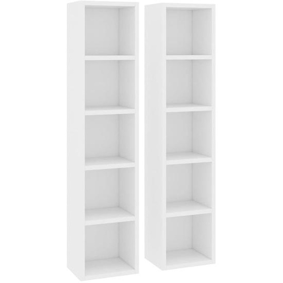 Armoires À Cd 2 Pcs Blanc 21x16x93,5 Cm Aggloméré - Vidaxl