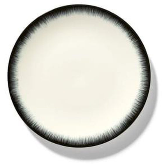 Assiette ronde en grès Dé Ø17,5 cm  blanc cassé et noir variation 3