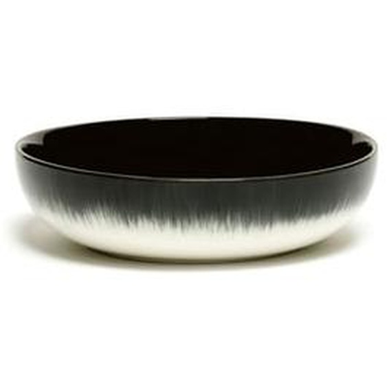 Assiette ronde en porcelaine haute Ø15,5 cm Dé blanc cassé et noir Variation B