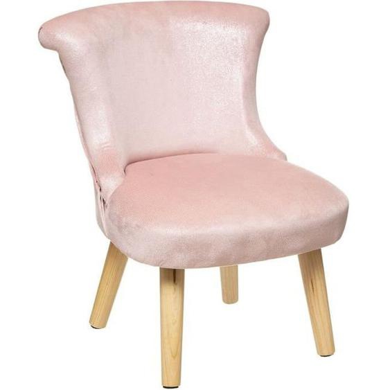 Atmosphera - Fauteuil crapaud pour enfant effet velours - Rose