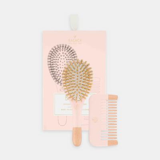 Coffret Baby Pink : Brosse 100% sanglier et Peigne bois