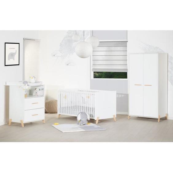 BABYPRICE Chambre bébé complète JOY NATUREL : Lit 70*140 cm + armoire + commode