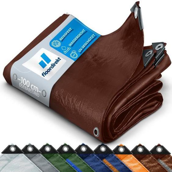 Bâche multifonction de protection imperméable 240 g/m², œillets de fixation robustes,  Marron 6 x 10 m