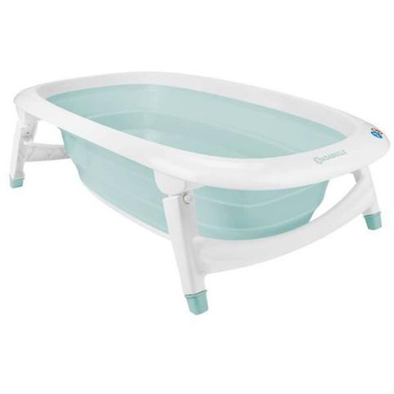 Badabulle Baignoire Pliable, 35l, Super Compact, Bouchon De Vidange Témoin De Chaleur, Design Ludique Bleu