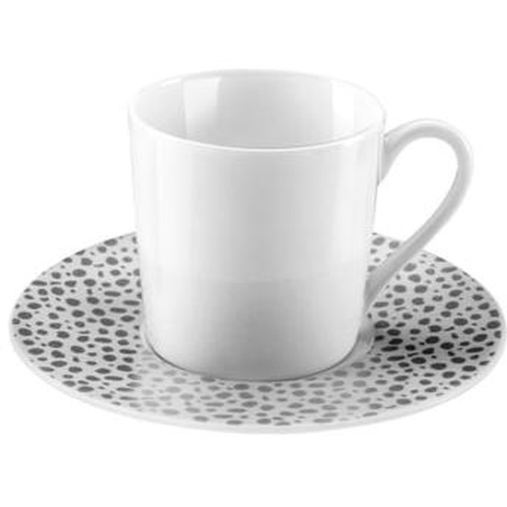 Baghera Platine - Tasse et soucoupe café 12 cl (lot de 6)