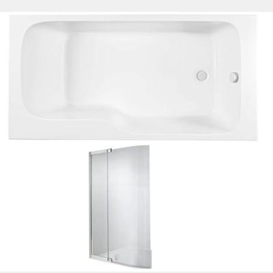 Baignoire bain douche Malice antidérapante + pare bain 160 x 85, version droite