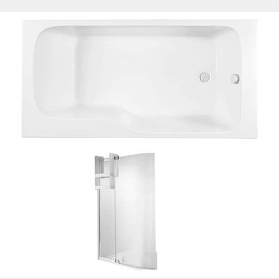 Baignoire bain douche Malice + pare bain + étagère 160 x 85, v. droite