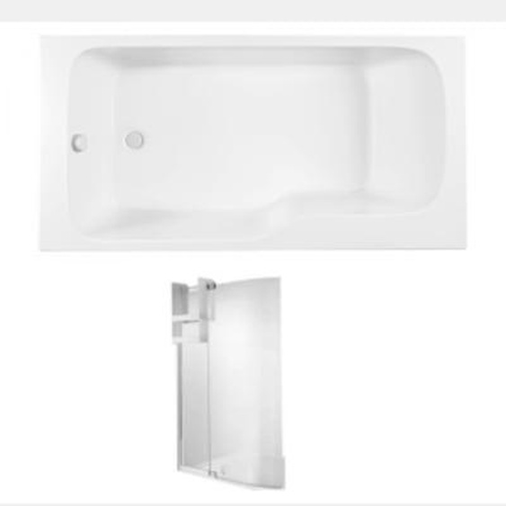 Baignoire bain douche Malice + pare bain + étagère 160 x 85, V. gauche