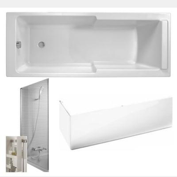 Baignoire bain douche Struktura + pare bain + tablier + étagère 170 x 70